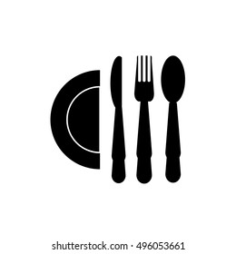 Spoon and fork and plate and knife icon