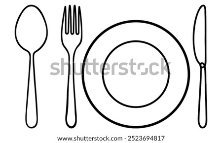spoon fork plate knife Icon Vector Illustration Design