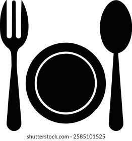 Spoon fork plate silhouette vector illustration design isolated on white background