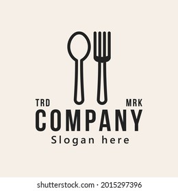 Spoon Fork Restaurant Dinner Dish Menu logo Design Illustration