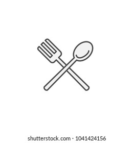 Spoon and fork Restaurant icon. Kitchen appliances for cooking Illustration. Simple thin line style symbol.