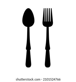 Spoon fork restaurant icon simple flat vector illustration isolated white background