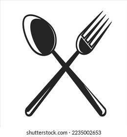 spoon and fork restaurant icon simple flat on white background