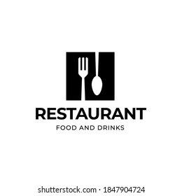 spoon and fork restaurant logo, icon simple flat vector illustration eps10 isolated on white background