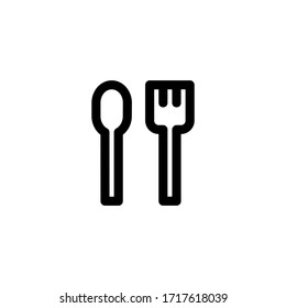 Spoon & Fork Restaurant Outline Icon Logo Vector Illustration
