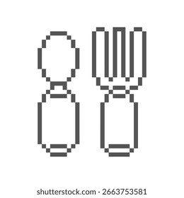 arte retro pixel colher e garfo