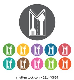 spoon and fork set icon, hotel set. Vector Illustration eps10 