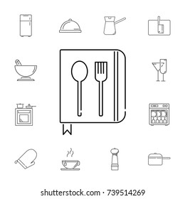 spoon with a fork. Set of kitchen icons on white background