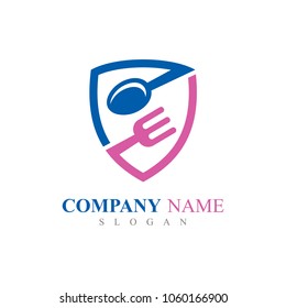 Spoon And Fork In Shield, Business Logo Template