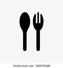 spoon and fork sign on white background. line vector icon