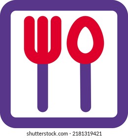 Spoon and fork sign for the restaurant outside