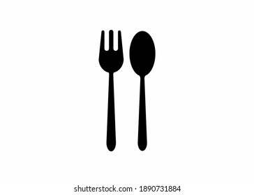 spoon and fork silhouette vector icon