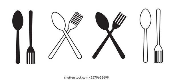 Spoon and fork silhouette vector restaurant Icon. Spoon and fork icon isolated on white background. Cutlery icon  vector illustration.
