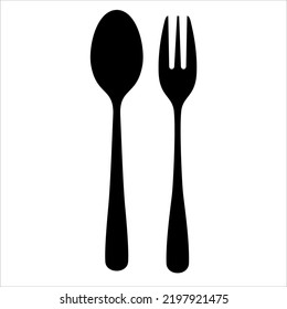 diseño de silueta de cuchara y tenedor. diseño simple con trazo editable