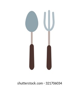 Spoon, fork, silver icon vector image. Can also be used for household objects. Suitable for use on web apps, mobile apps and print media.