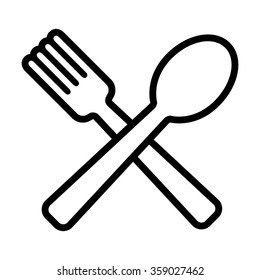 Spoon and fork silverware cutlery for eating line art vector icon for apps and websites