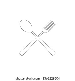 Spoon and fork. simple flat vector icon illustration. outline line symbol - editable stroke