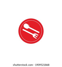spoon fork simple plate restaurant logo vector