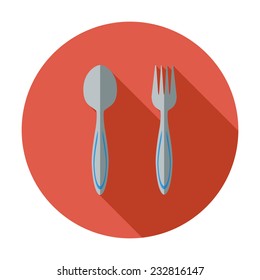 Spoon, fork. Single flat color icon. Vector illustration.