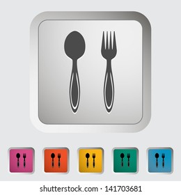 Spoon and fork. Single icon. Vector illustration.
