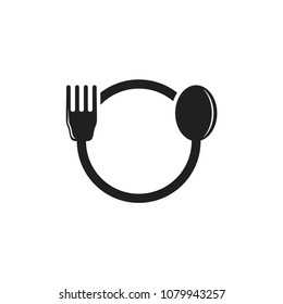 spoon fork smile design circle logo vector