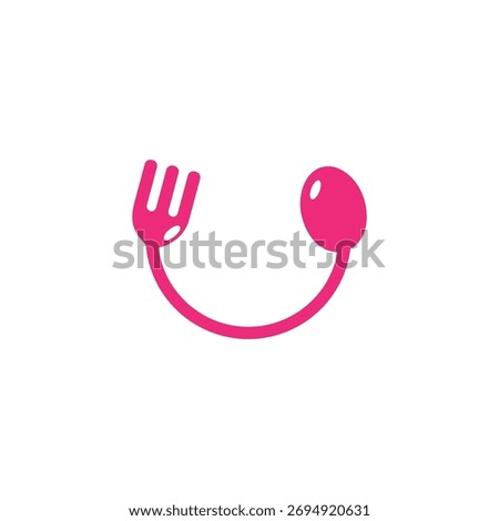 spoon fork smile emoticon red cute vector 