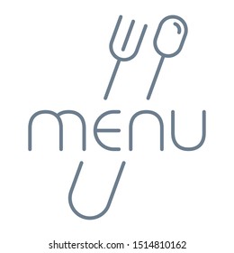 spoon, fork symbol and menu word. menu word logo