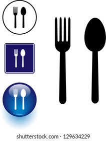 Símbolo de cuchara y tenedor y botón