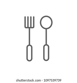 Spoon and fork thin icon vector