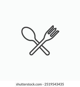 Spoon and fork thin liner icon isolated