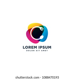 spoon and fork with ui color logo template vector