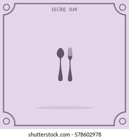 Spoon and fork Vector Icon.