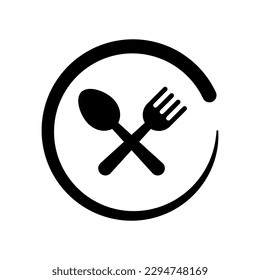 Spoon and fork vector icon, dining logo, flat design, icon vector