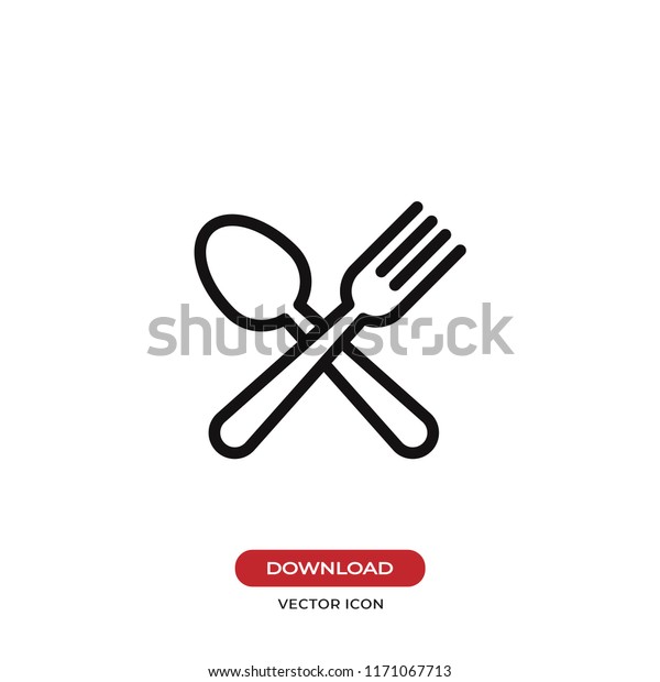 スプーンとフォークのベクター画像アイコン 昼食 夕食のシンボル 白い背景に平らなベクター画像サイン グラフィックやウェブデザイン用の簡単なベクター イラスト のベクター画像素材 ロイヤリティフリー