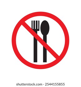 Spoon and fork vector icon not allowed to eat