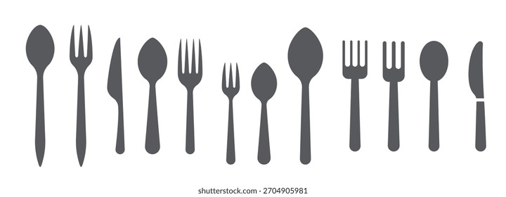 Cuchara, diseño de la Ilustración vectorial del tenedor 