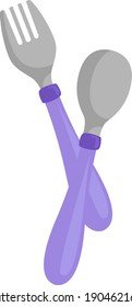 Spoon and fork vector illustration on a white background.