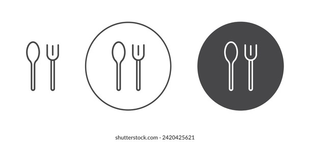 Spoon and Fork Vector Illustration Set. Dinner Meal Plate with Fork and Spoon Sign in Suitable for Apps and Websites UI Design Style.
