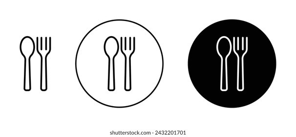 Spoon and Fork Vector Illustration Set. Cutlery Dinner Meal Sign Suitable for Apps and Websites UI Design Style.