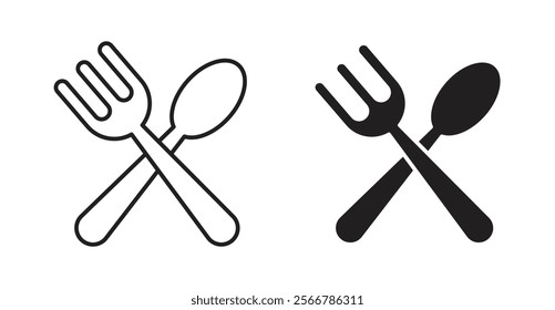 Spoon and Fork vector line icon illustration