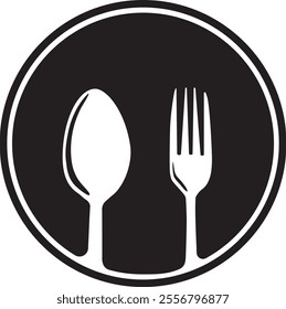 Spoon and fork vector logo with white background