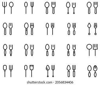 Spoon and fork vector on white background.