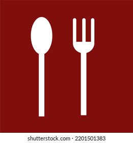 spoon and fork vector with red background