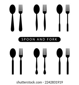 Spoon and fork vector set isolated