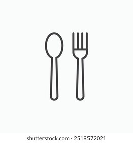 Cuchara y tenedor icono simple en estilo de línea.