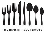Spoon, forks, knife icon, collection Cutlery different shape, , restaurant business concept, vector illustration