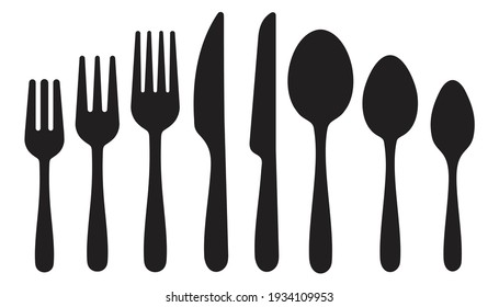 Spoon, forks, knife icon, collection Cutlery different shape, , restaurant business concept, vector illustration