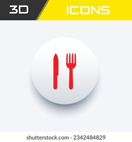 Spoon, forks, knife icon, Cutlery 3D icon