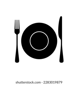 Spoon, forks, knife, plate isolated vector icon ilustration