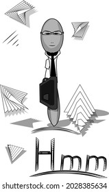 a spoon in the form of a man with a briefcase goes on business